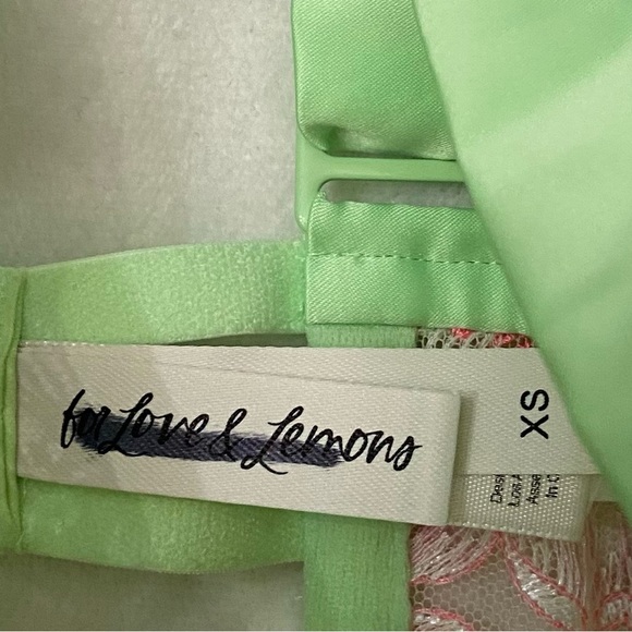 New! For Love And Lemons electric fields Green Floral Lace Bra 1868 - Picture 5 of 11